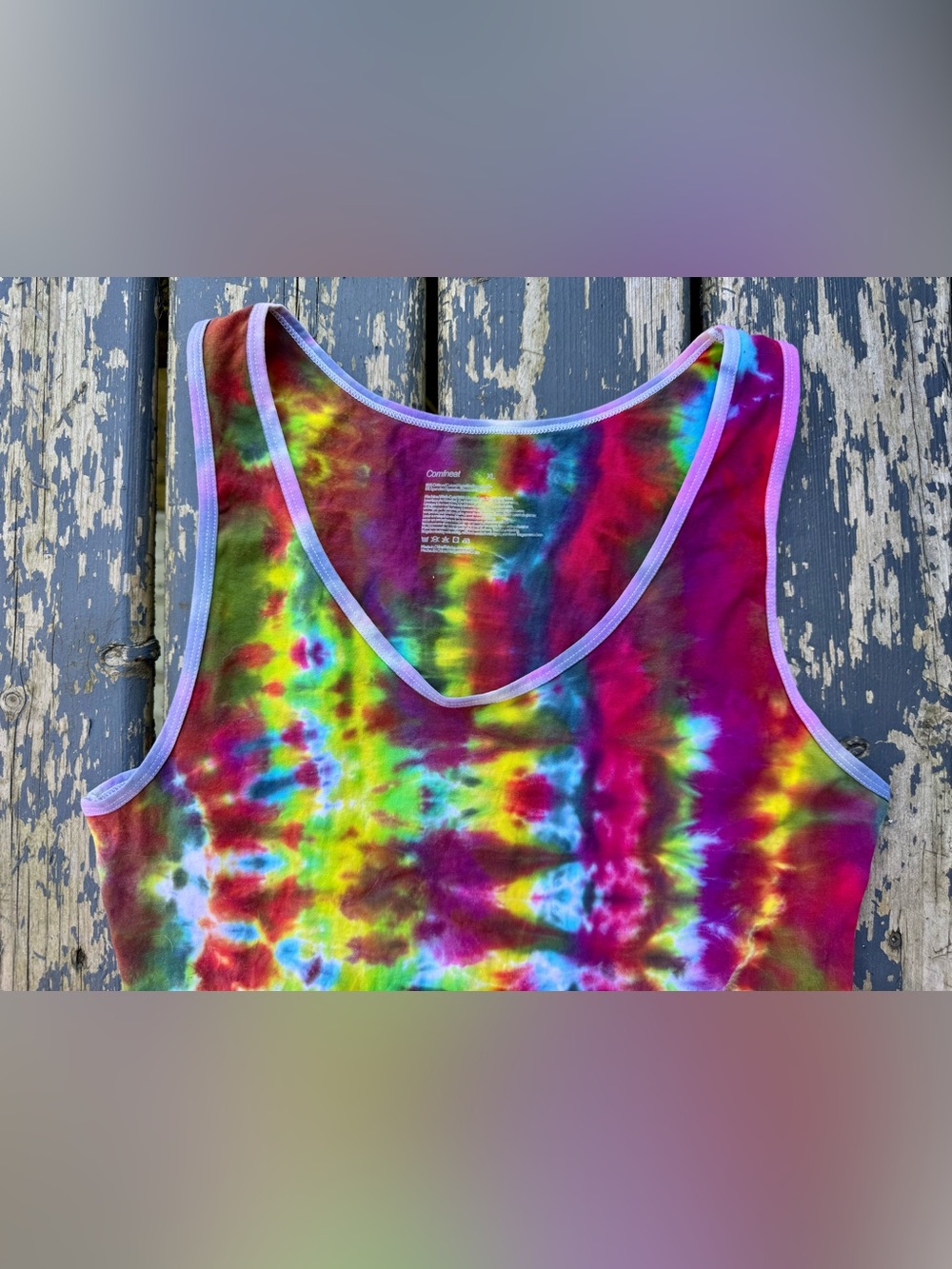 Women's Multicolor Tie-Dye Scoop Neck Tank Top - Picture 6 of 9